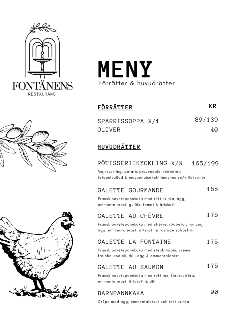 Meny Fontänens restaurang